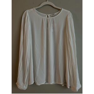 J Crew Cream Long Pleated Sleeves Elegant Blouse NWT Medium